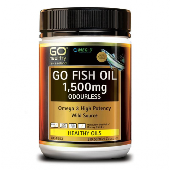 GO Healthy fish oil 1500mg 210c 高之源 无腥味深海鱼油胶囊 1500mg 210粒 【保质期2027/02】