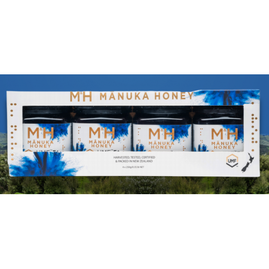 【单瓶包邮包税】【礼盒】M&H Manuka Honey MH蜂蜜 UMF20+ 250g*4瓶【保质期2029/04】
