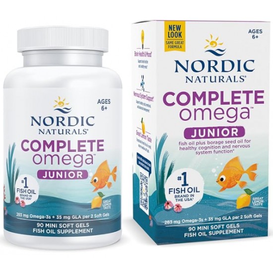 Nordic Naturals Junior 283mg omega3 挪威小鱼青少年儿童DHA鱼油胶囊6-12岁 90粒 【保质期2027/04】