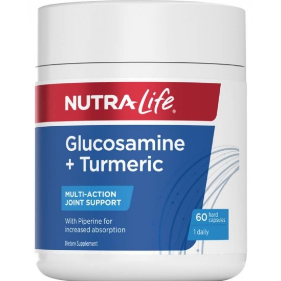 Nutra Life Glucosamine + Turmeric 60 Capsules 纽乐维骨力+姜黄素 60粒【保质期2027/06】