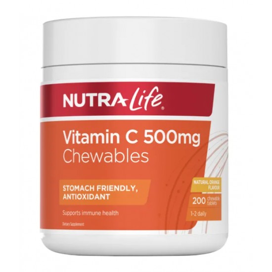 Nutra Life Vitamin C 500mg 200 Vc 纽乐Vc咀嚼片500mg 200片 ns5350【保质期2027/05】